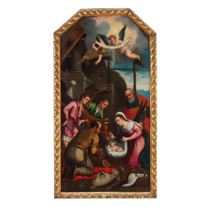 Tableau Ancien Sujét Sacré Huile sur Toile XVIIIe Siècle