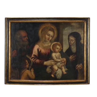 Peinture de la Sainte Famille avec des saints