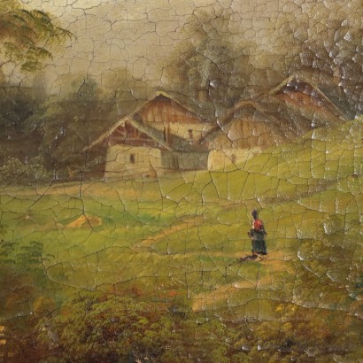 Peinture de paysage avec des personnages