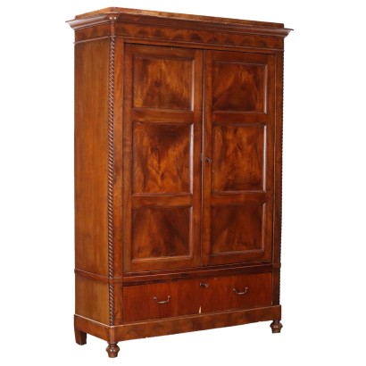 Antique Wardrobe Louis Philippe Walnut Drawer XIX Century