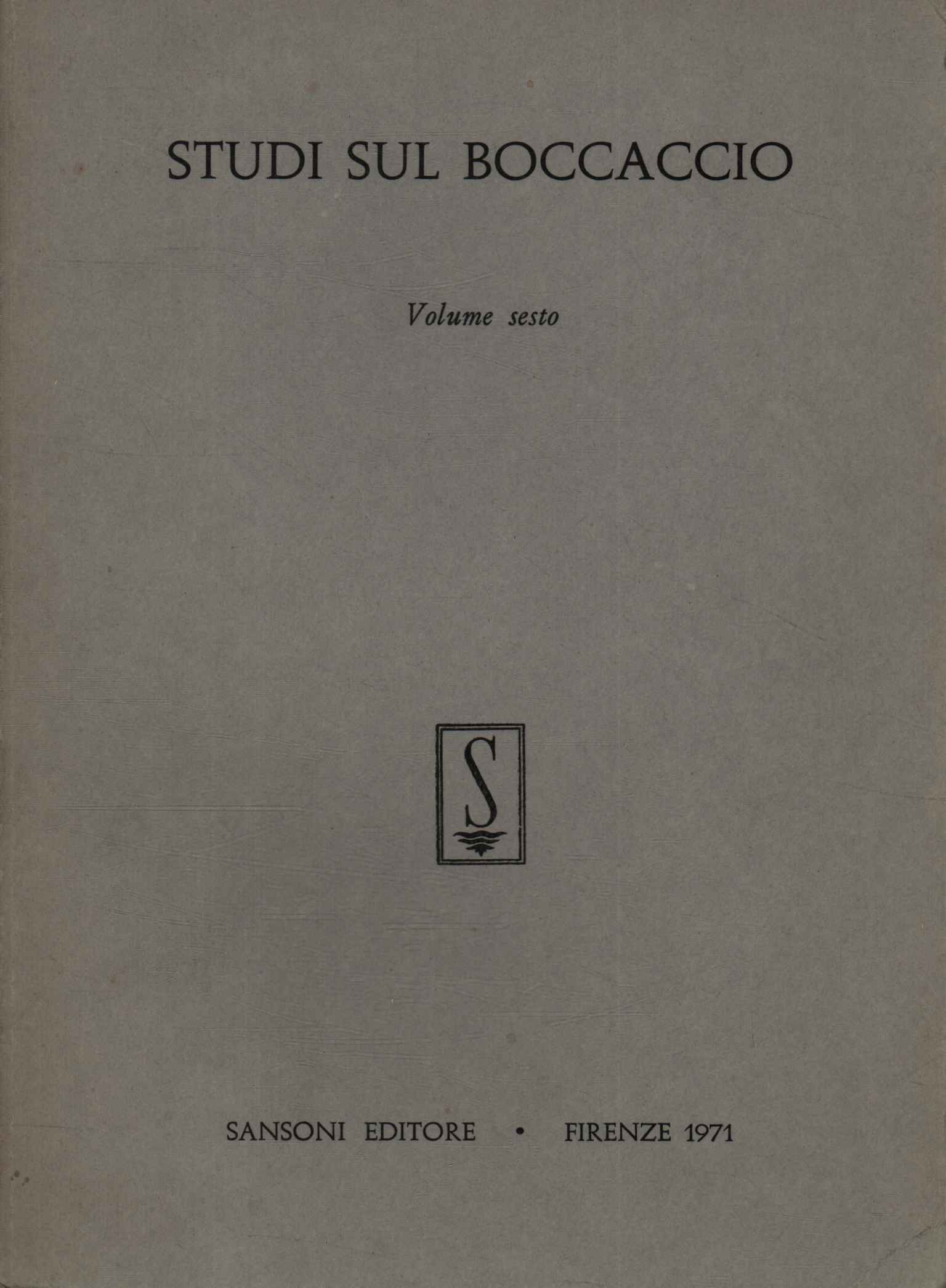 Studien zu Boccaccio (Band VI)