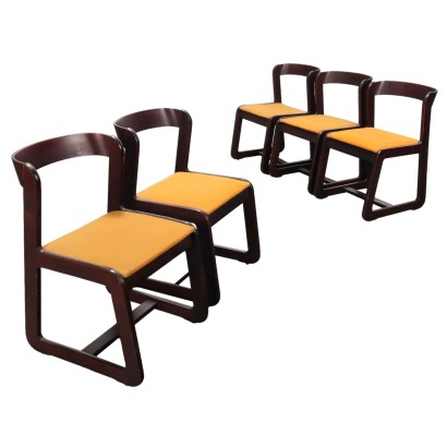 Mario Sabot Chairs Vintage Design Willy Rizzo Wood Italy 1970s