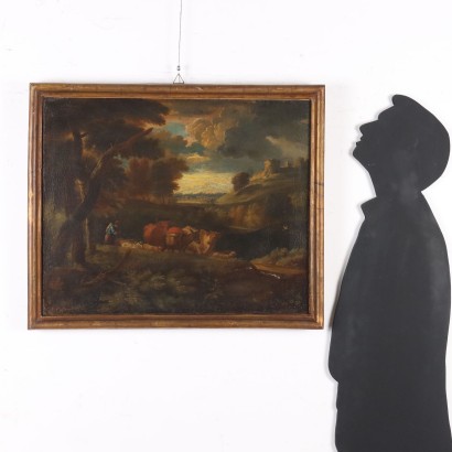 Peinture Paysage avec troupeaux, Peinture de Pietro Cignaroli, Paysage avec berger et troupeaux, Pietro Cignaroli, Pietro Cignaroli, Pietro Cignaroli, Pietro Cignaroli