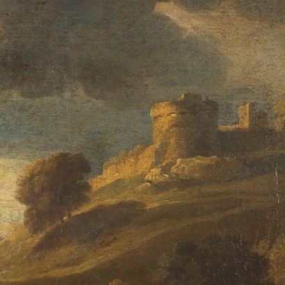 Painting Landscape with Herds, Painting by Pietro Cignaroli, Landscape with Shepherd and Herds, Pietro Cignaroli, Pietro Cignaroli, Pietro Cignaroli, Pietro Cignaroli