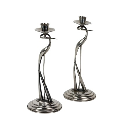 Pair of 925 Silver Candlesticks Ottaviani Manufacture