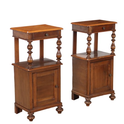 Antique Bedside Tables Umbertino Walnut Italy XIX Century