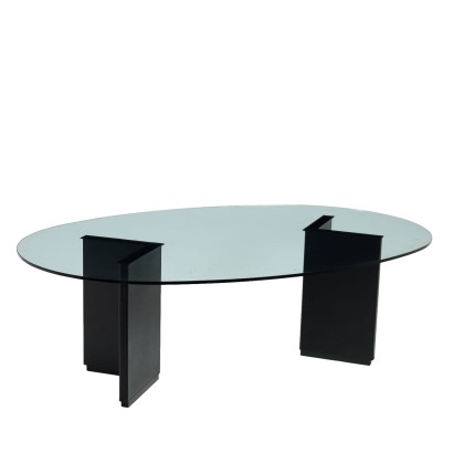 Table avec plateau en verre, années 1980