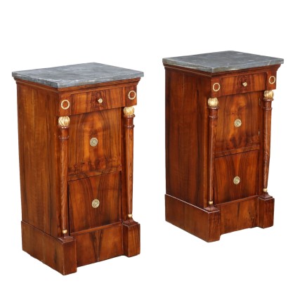 Empire Walnut Bedside Tables Early 19th Century