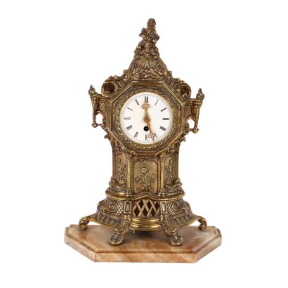 Horloge d'Appui Ancien Bronze Onyx Europe du XXe Siècle