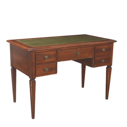 Bureau Ancien Style Néoclassique Peuplier 5 Tiroirs XXe Siècle