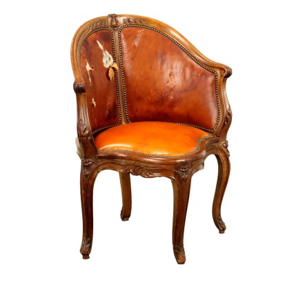 Antique Conversation Chair Beech Fabric France XVIII Century