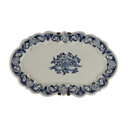 Antique Oval Tray Majolica Decorations Italy XVIII Century