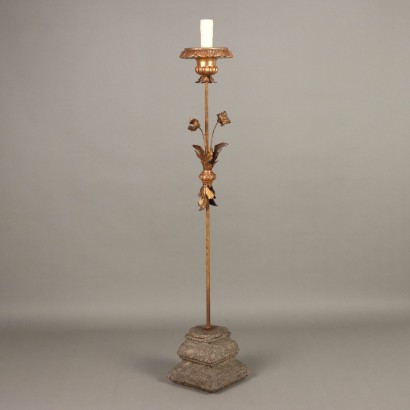 Antique Candelabra Iron Granite Decorations Carvings XX Century