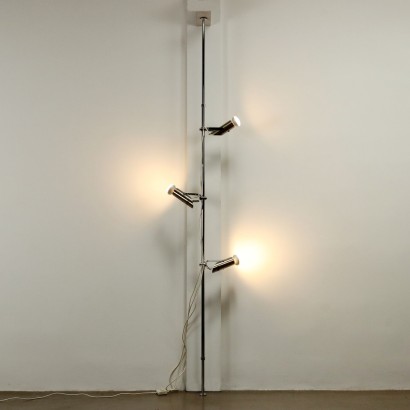 Vintage Floor-to-Ceiling Lamp Chromed Metal Aluminium 1970s