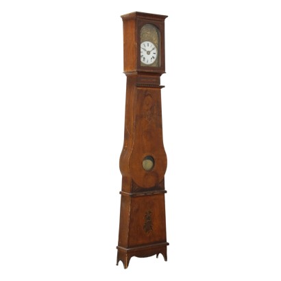 Antique Pendulum Clock Morbier Painted Fir Decorations XIX Century