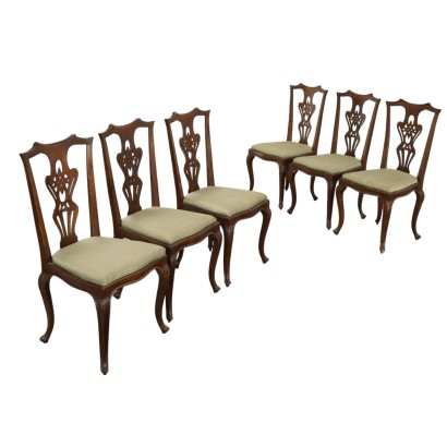Antique Chairs Walnut Painted Beech Italy XX Century