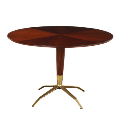 Vintage Table Mahogany Veneer Brass Design Italy 1950s-60s