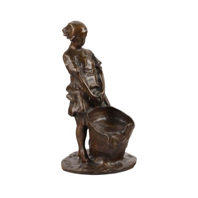 The Washerwoman Bronze Sculpture Signed Elia Sala XX Century
