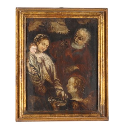 The Holy Family Antique Painting Oil on Panel XVI-XVII Century