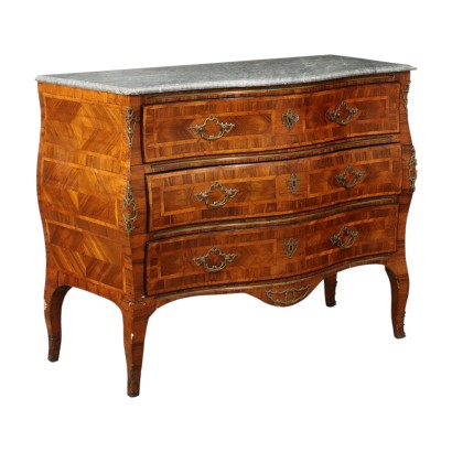 Antique Baroque Chest of Drawers Fir Marble Top XVIII Century