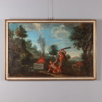 Cain and Abel Antique Painting Northern Europe XVII-XVIII Century
