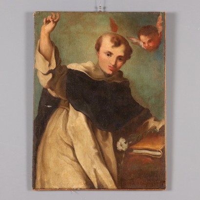 San Vincenzo Ferrer Antique Painting Oil on Canvas XVII-XVIII Century