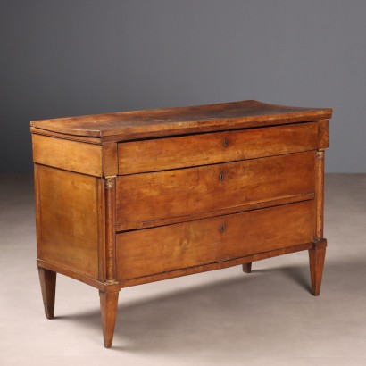 Antique Chest of Drawers Walnut 3 Drawers Veneto XIX Century