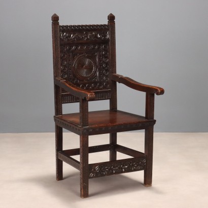 Antique Chair Neo-Renaissance Style Walnut Italy XIX Century