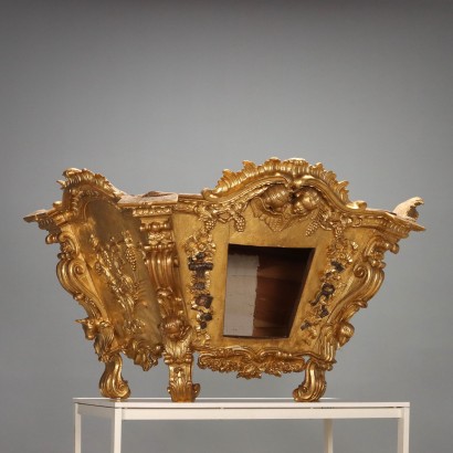 Antique Case Carved Gilded Linden Wood Italy XVIII Century