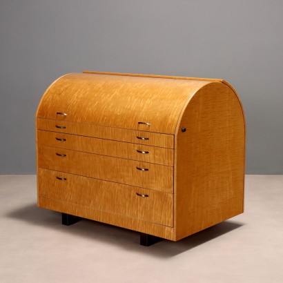 Saporiti Bauletto Cabinet Design Giovanni Offredi Burl Veneer 1970s