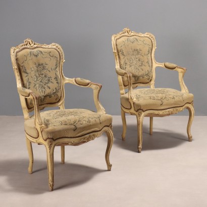 Antique Chairs Baroque Style Lacquered Beech Italy XX Century