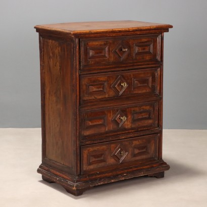 Antique Bedside Table Baroque Style Walnut Fir Italy XX Century