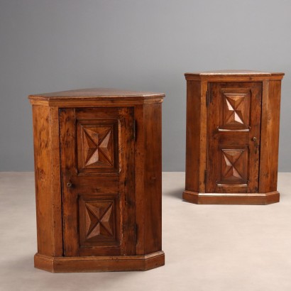 Antique Corner Cupboards Baroque Style Walnut Italy XX Century