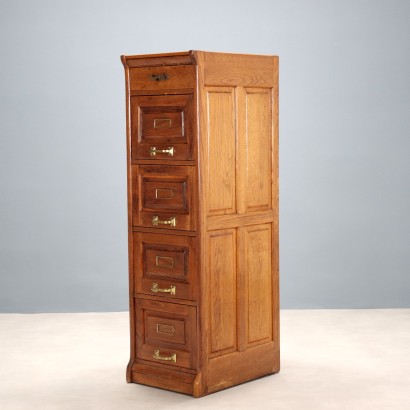 Antique File Cabinet Oak 4 Drawers Italy Early XX Century