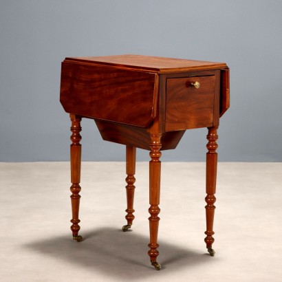 Antique Table Mahogany with Pair of Drawers Italy XIX Century