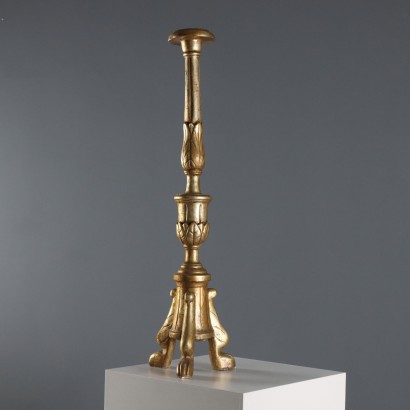 Antique Candelabra Carved Gilded Wood Italy XIX Century