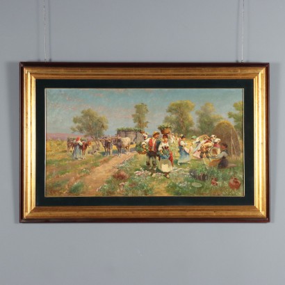 Countryside Glimpse Painting Signed Pietro Barucci XIX Century