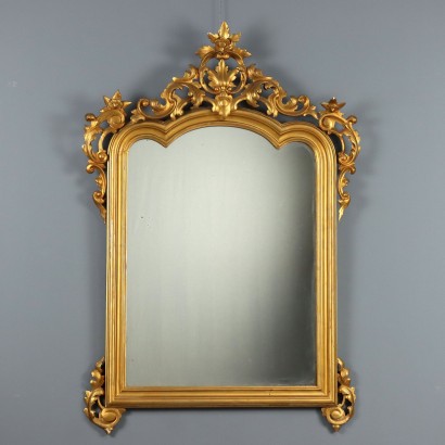 Antique Mirror Carved Gilded Wood Italy XIX Century