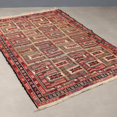 Antique Asian Carpet Cotton Extra-Thin Knot Handmade 75 x 51 In