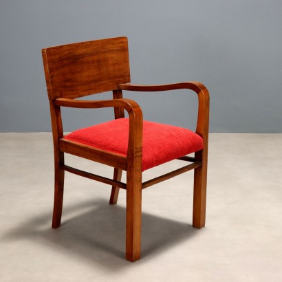 Vintage Chair Design Wood Fabric Italy 1940s-1950s