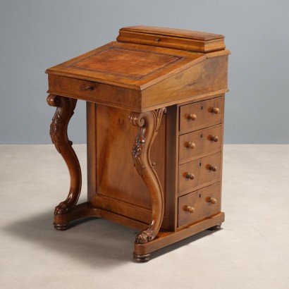 Antique Davenport Desk Walnut Drawers United Kingdom XIX Century
