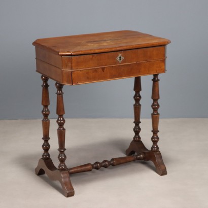 Antique Sewing Table Walnut with Drawer Italy XIX Century