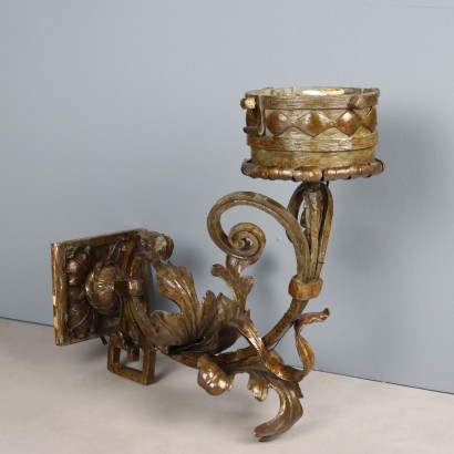 Antique Lantern Iron Metal Gilded and Painted Italy XX Century