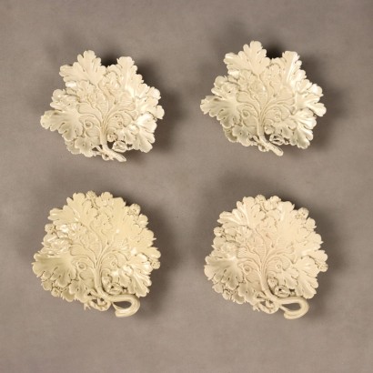 Antique Saucers White Ceramic Decorations Italy XIX Century