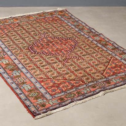 Antique Asian Carpet Cotton Wool Thin Knot Handmade 63 x 47 In