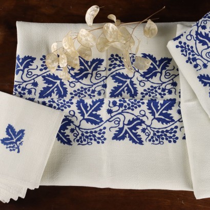 Tablecloth Stamperia Pascucci with 6 Napkins Linen Second Hand