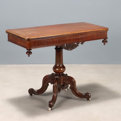 Antique Game Table Louis Philippe Carved Mahogany XIX Century