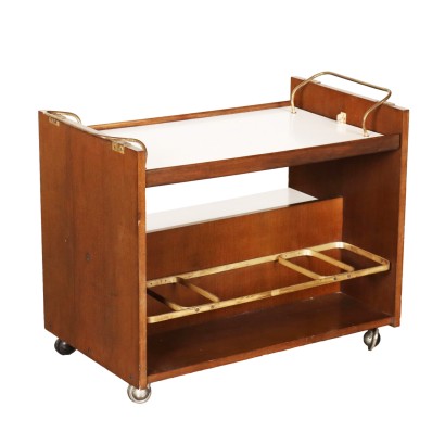 Vintage Kitchen Trolley Laminate Walnut Veneer Design 1970s