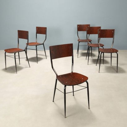 Vintage Chairs Laminate Enamelled Metal Design Italy 1960s