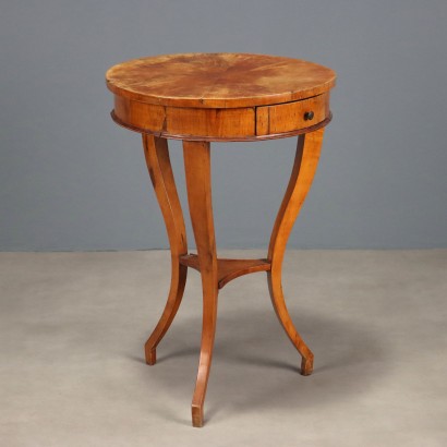 Antique Coffee Table Walnut with Drawer Italy XIX Century